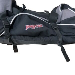 Vintage 90's Jansport Nylon Duffel Bag Black 10.5"x21" Made‎ In USA Sportsbag